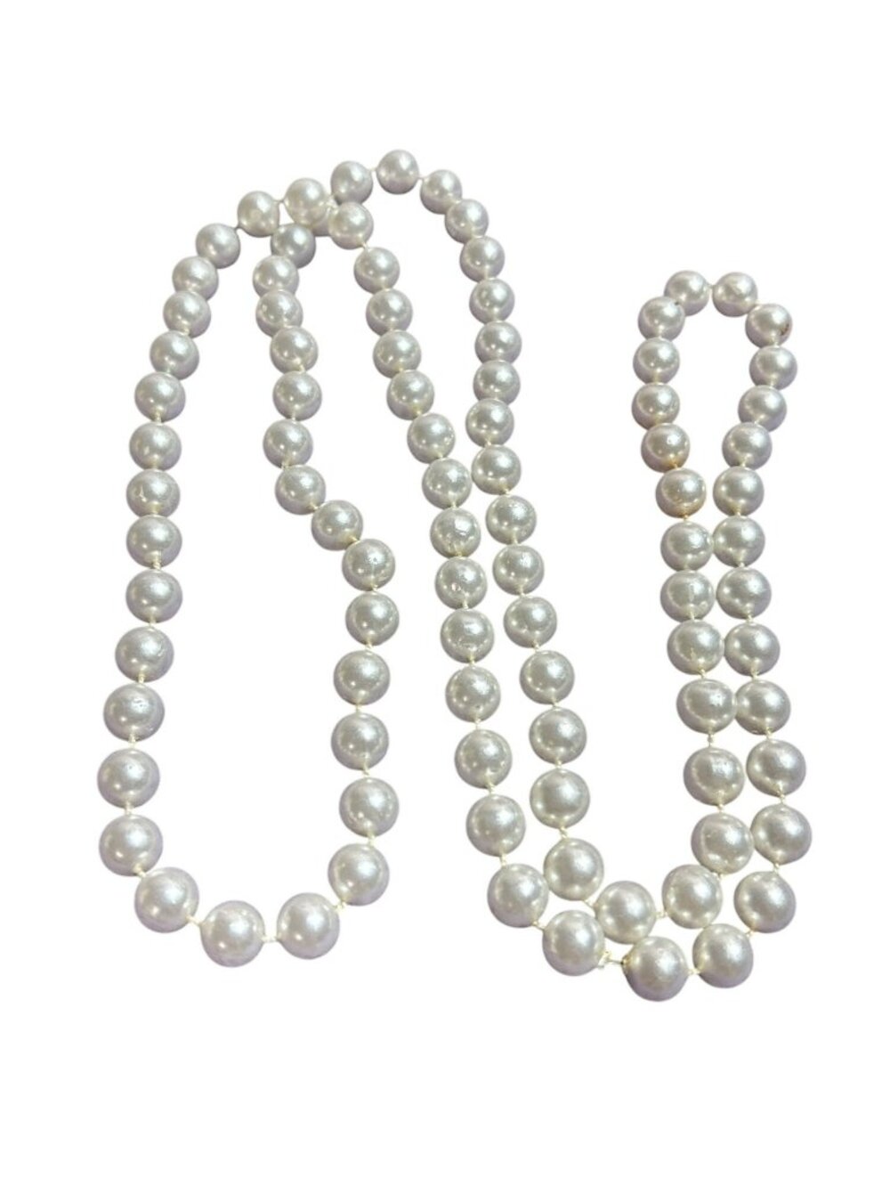 Plastic Faux Pearl Beaded Necklace 34 inches Long